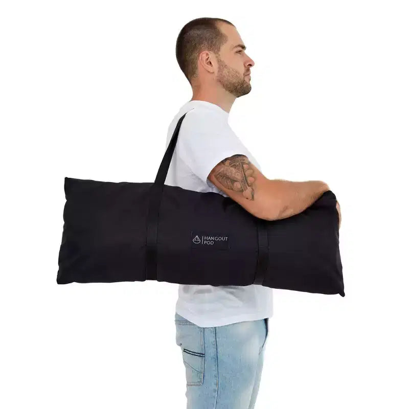 Hamac rond d'extérieur pour la famille avec support (noir/gris)