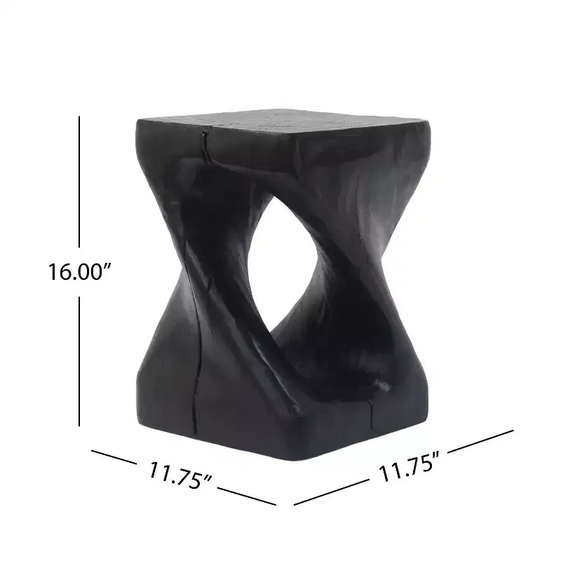 Table d'appoint d'extérieur en béton léger torsadée avec texture grain de bois