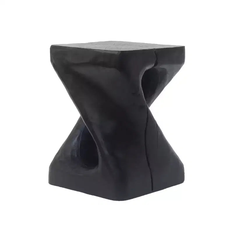 Table d'appoint d'extérieur en béton léger torsadée avec texture grain de bois