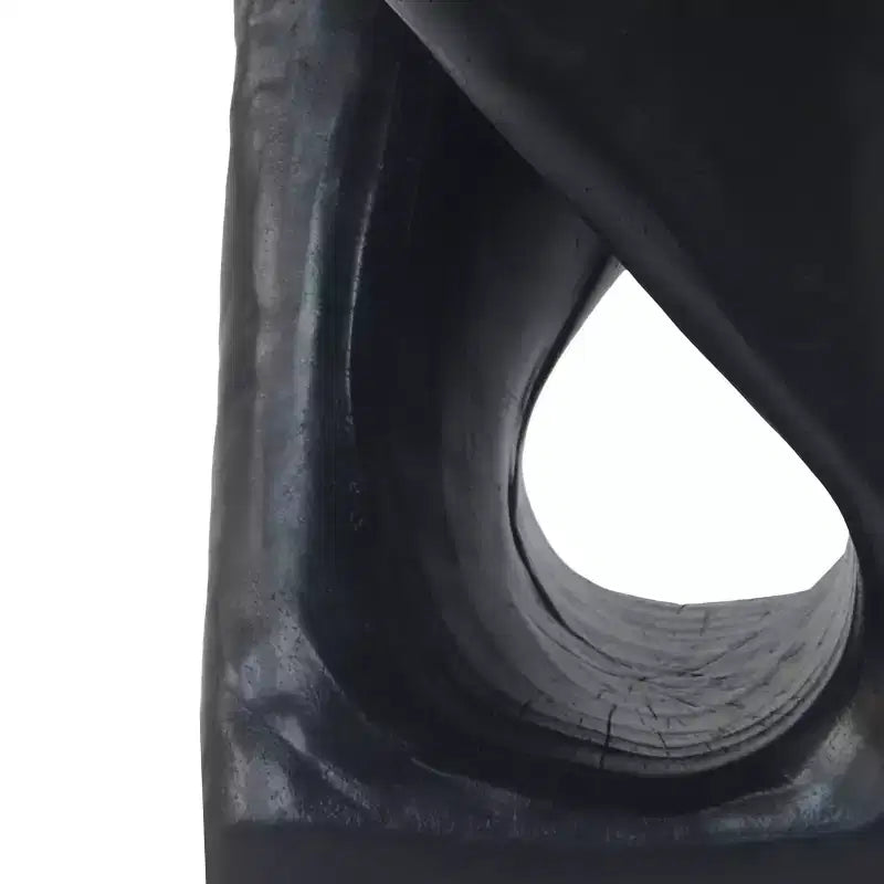 Table d'appoint d'extérieur en béton léger torsadée avec texture grain de bois