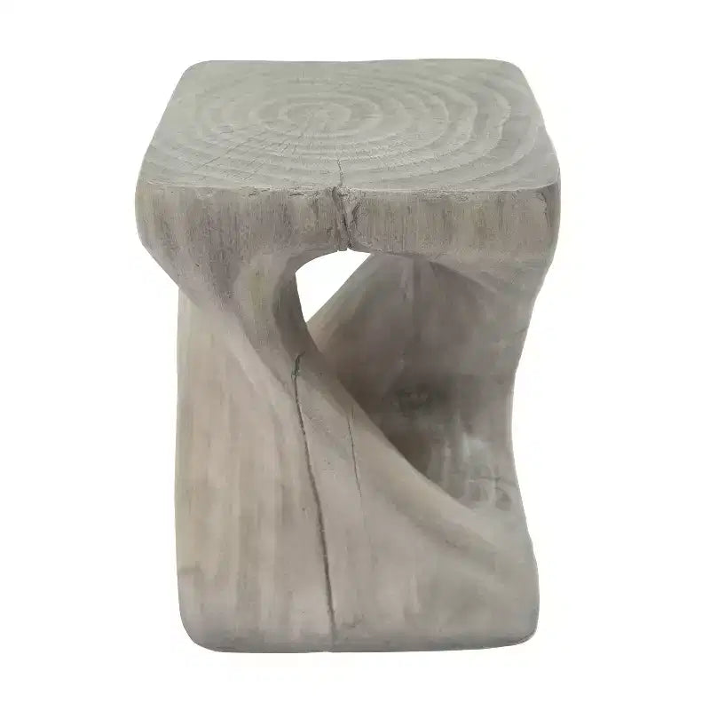 Table d'appoint d'extérieur en béton léger torsadée avec texture grain de bois