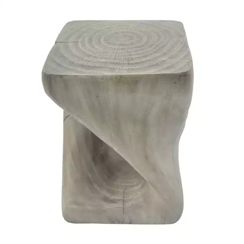 Table d'appoint d'extérieur en béton léger torsadée avec texture grain de bois