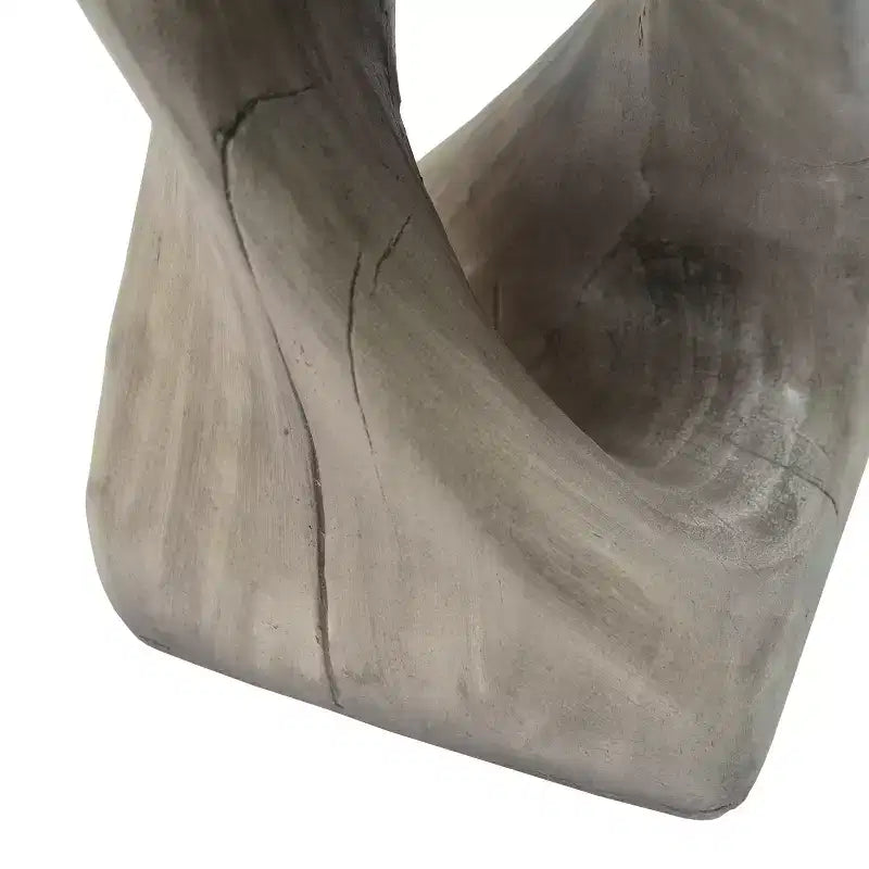 Table d'appoint d'extérieur en béton léger torsadée avec texture grain de bois