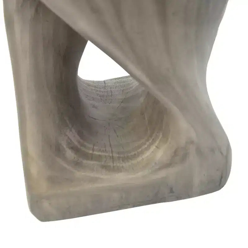Table d'appoint d'extérieur en béton léger torsadée avec texture grain de bois