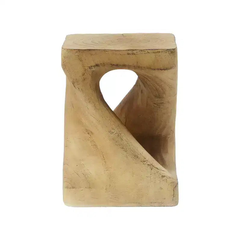 Table d'appoint d'extérieur en béton léger torsadée avec texture grain de bois