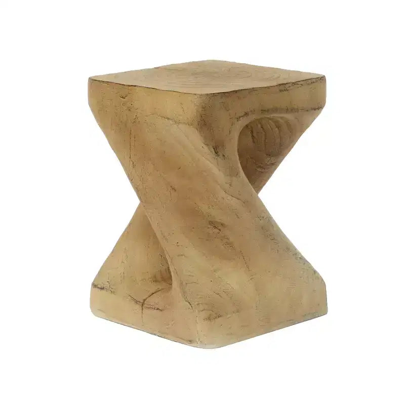 Table d'appoint d'extérieur en béton léger torsadée avec texture grain de bois