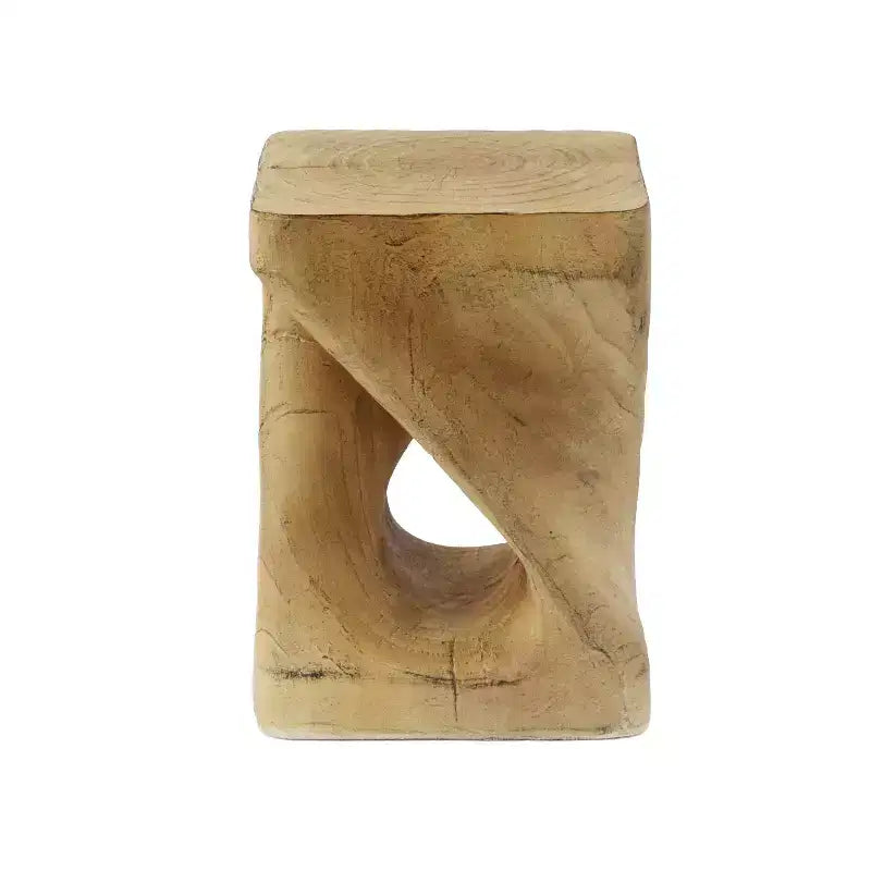 Table d'appoint d'extérieur en béton léger torsadée avec texture grain de bois