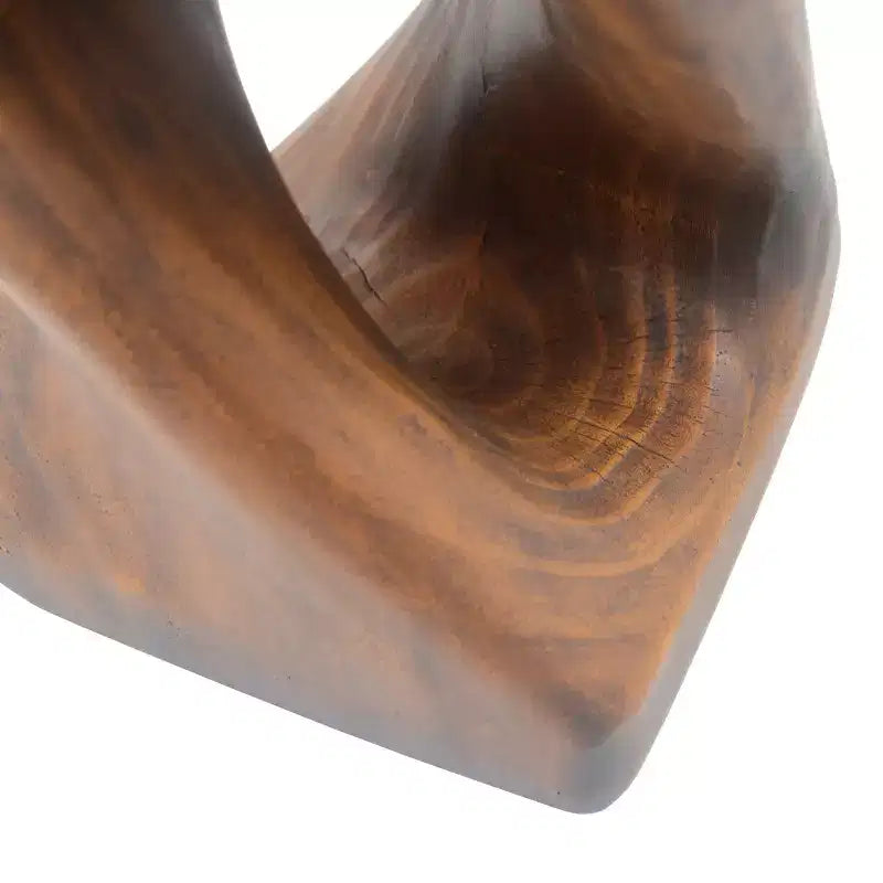 Table d'appoint d'extérieur en béton léger torsadée avec texture grain de bois