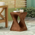 GDFStudio Verde Outdoor Lightweight Concrete Twist Design Wood Grain Texture Side Table