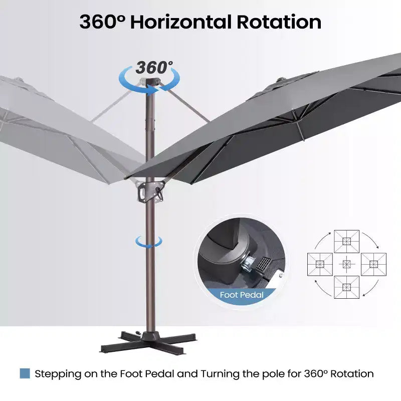 Parasol déporté inclinable et orientable pour extérieur