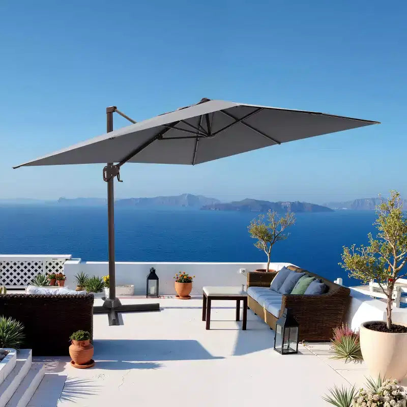 Parasol déporté inclinable et orientable pour extérieur