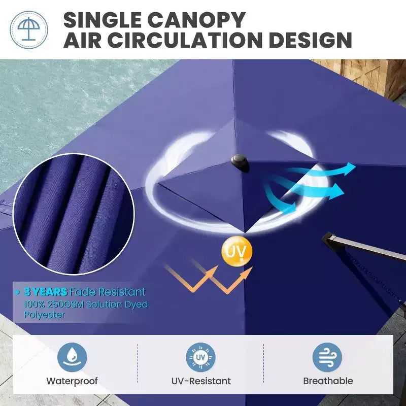 Parasol déporté inclinable et orientable pour extérieur