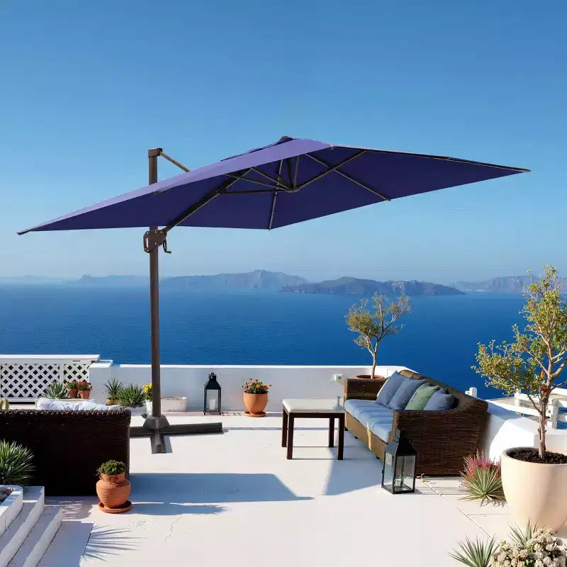Parasol déporté inclinable et orientable pour extérieur