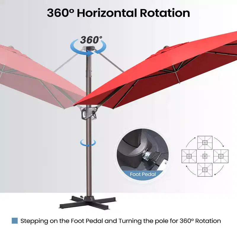 Parasol déporté inclinable et orientable pour extérieur