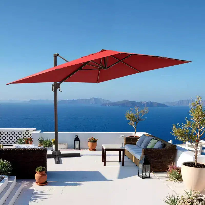Parasol déporté inclinable et orientable pour extérieur