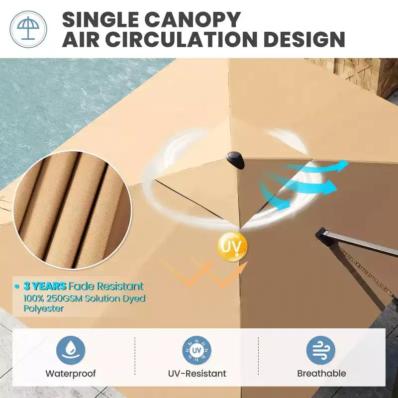 Parasol déporté inclinable et orientable pour extérieur