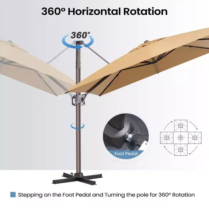 Parasol déporté inclinable et orientable pour extérieur