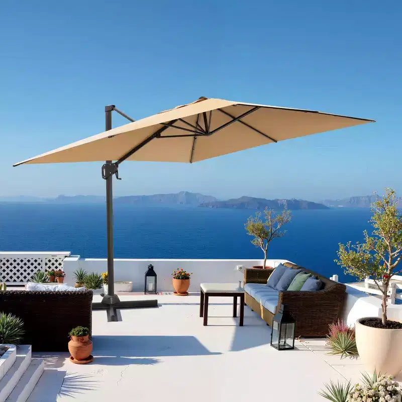 Parasol déporté inclinable et orientable pour extérieur