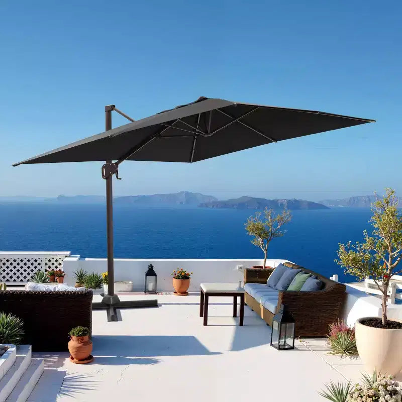Parasol déporté inclinable et orientable pour extérieur