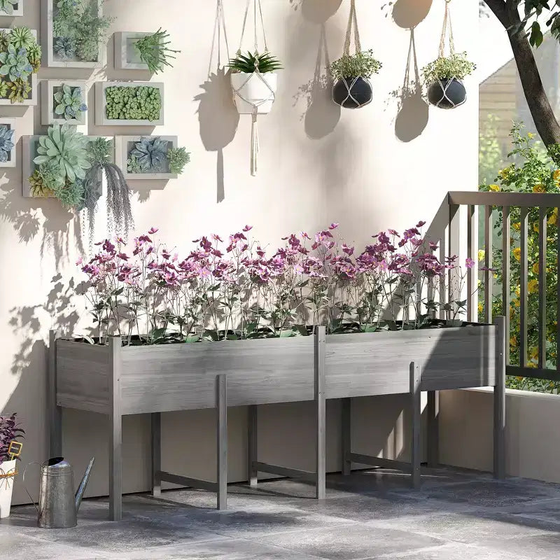 Kit de Carré Potager surélevé, Jardinière en Bois avec Pieds et Trous de Drainage Grande Capacité