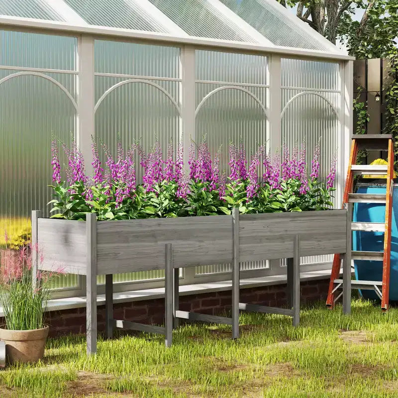 Kit de Carré Potager surélevé, Jardinière en Bois avec Pieds et Trous de Drainage Grande Capacité
