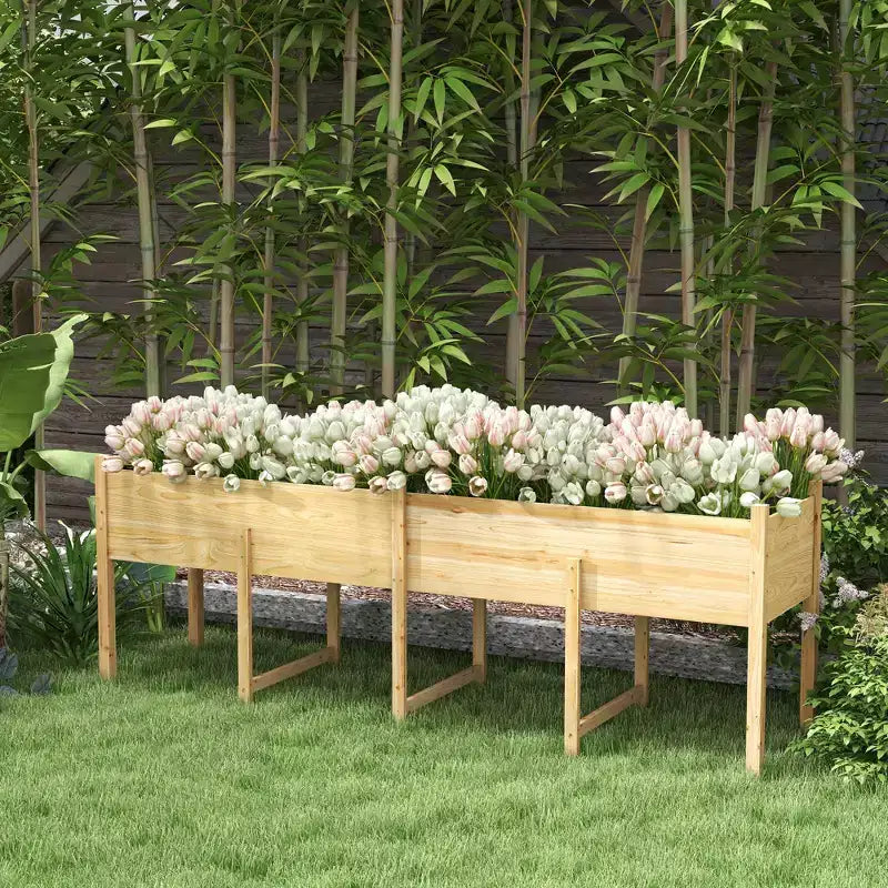 Kit de Carré Potager surélevé, Jardinière en Bois avec Pieds et Trous de Drainage Grande Capacité