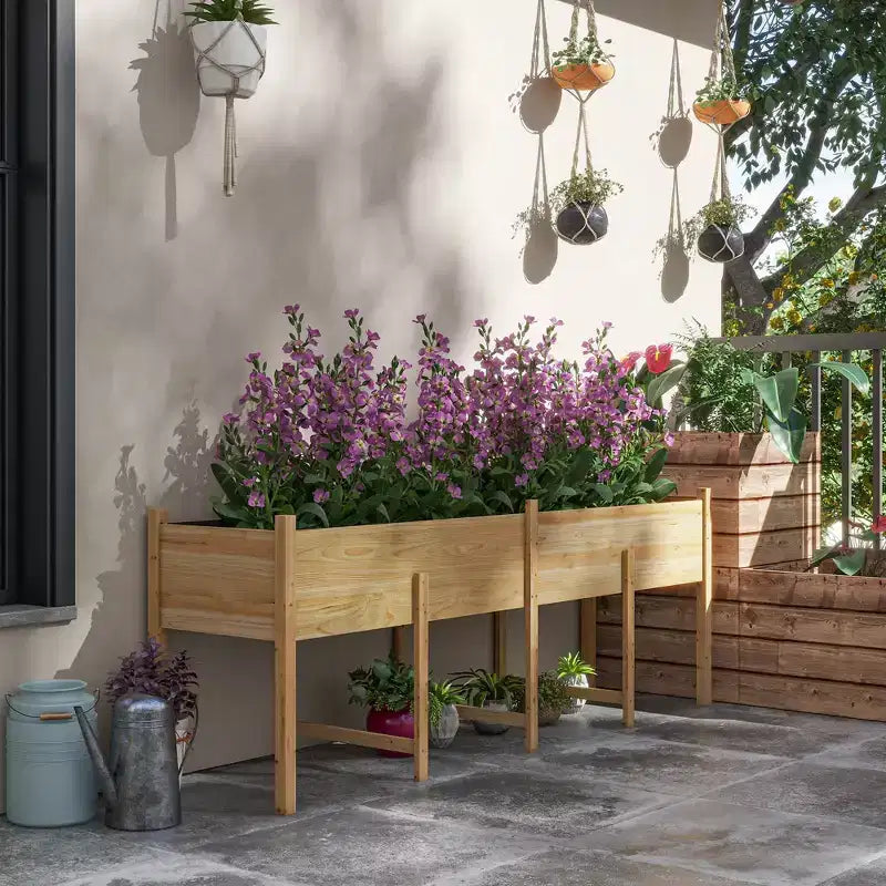 Kit de Carré Potager surélevé, Jardinière en Bois avec Pieds et Trous de Drainage Grande Capacité
