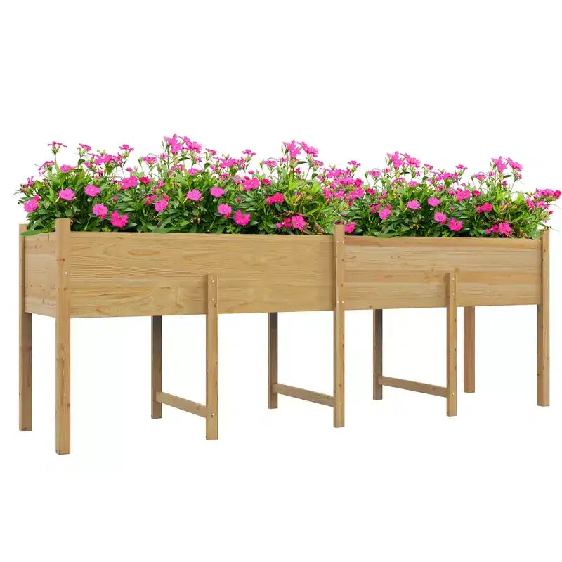 Kit de Carré Potager surélevé, Jardinière en Bois avec Pieds et Trous de Drainage Grande Capacité