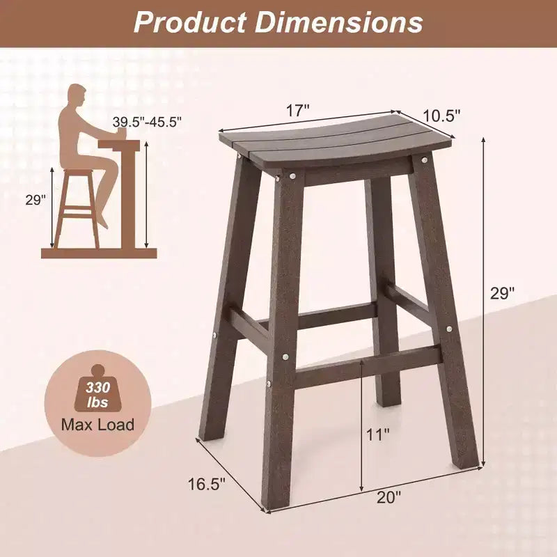Tabouret de bar de patio avec siège incurvé et repose-pieds