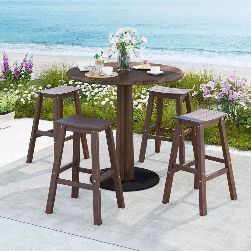 Tabouret de bar de patio avec siège incurvé et repose-pieds