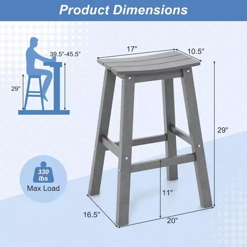 Tabouret de bar de patio avec siège incurvé et repose-pieds