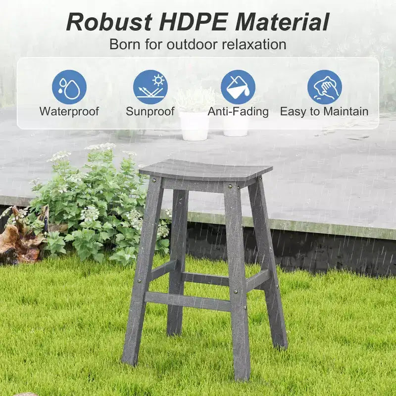 Tabouret de bar de patio avec siège incurvé et repose-pieds