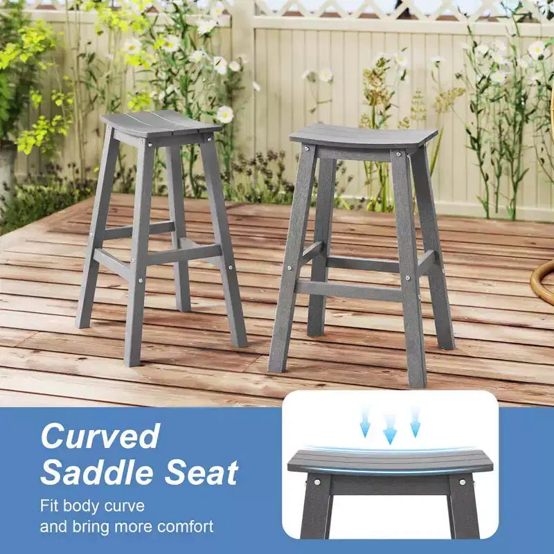 Tabouret de bar de patio avec siège incurvé et repose-pieds