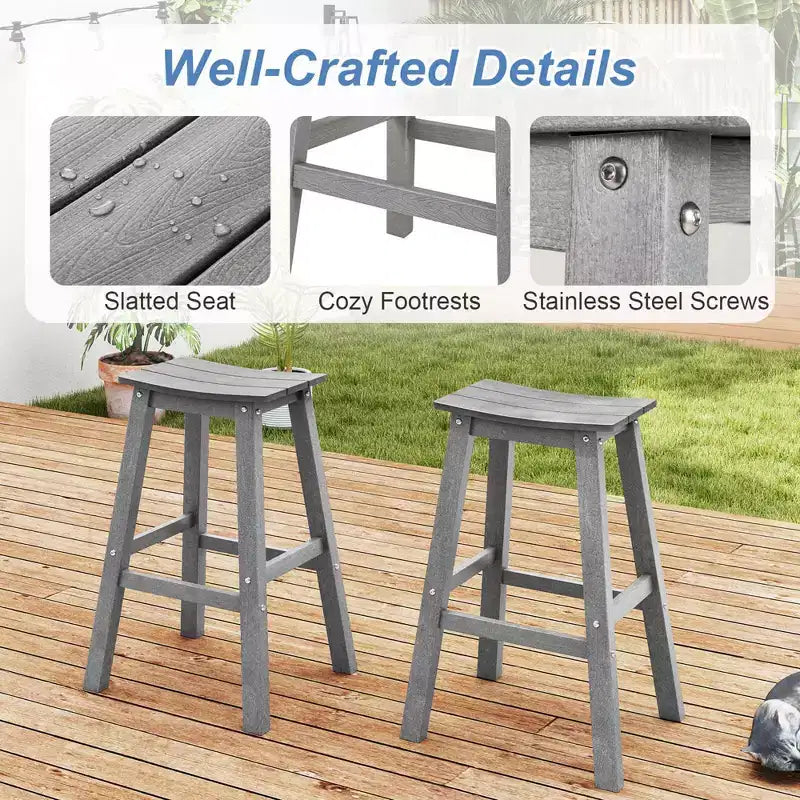 Tabouret de bar de patio avec siège incurvé et repose-pieds