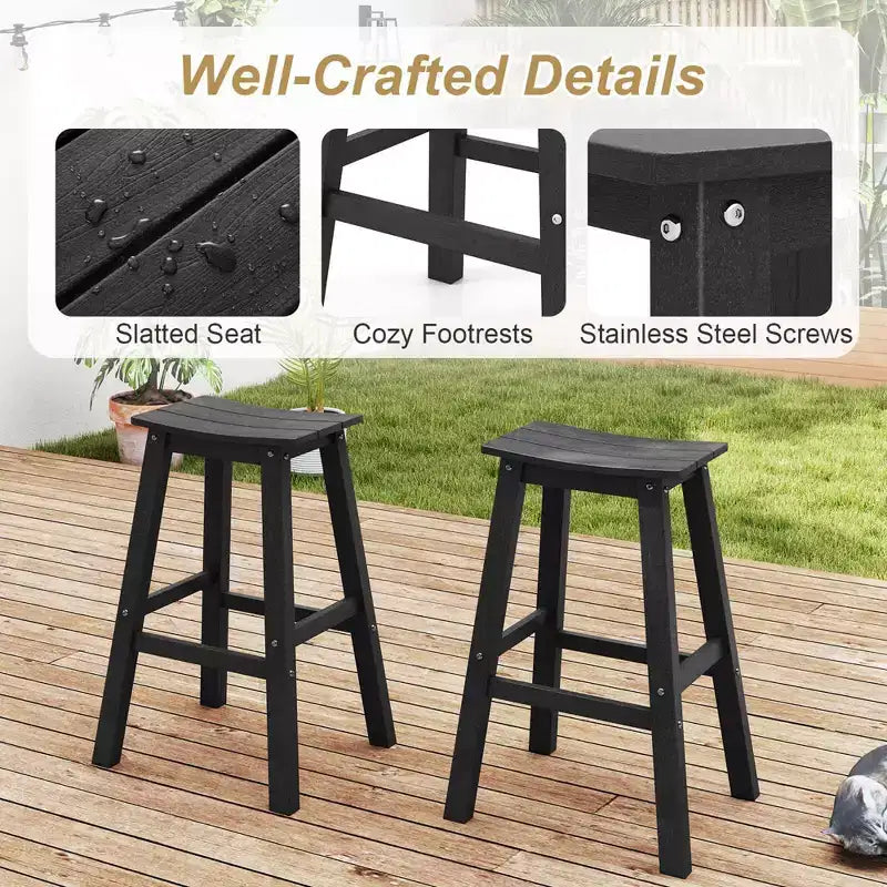 Tabouret de bar de patio avec siège incurvé et repose-pieds