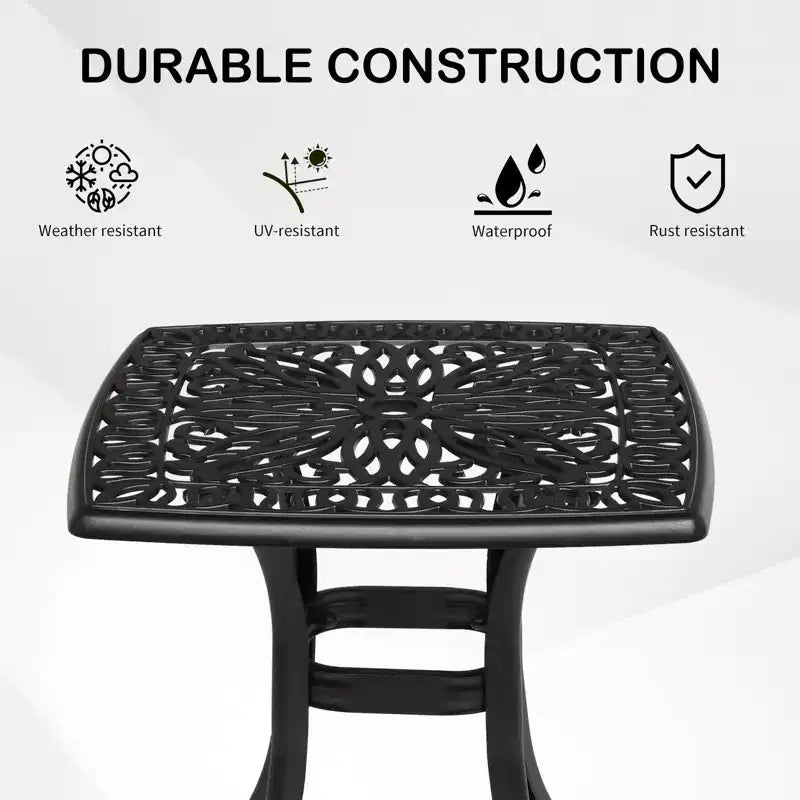 Table d'appoint de jardin carrée en fonte d'aluminium