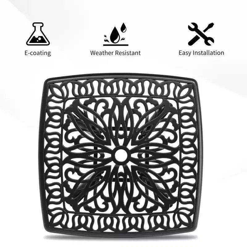 Table d'appoint de jardin carrée en fonte d'aluminium