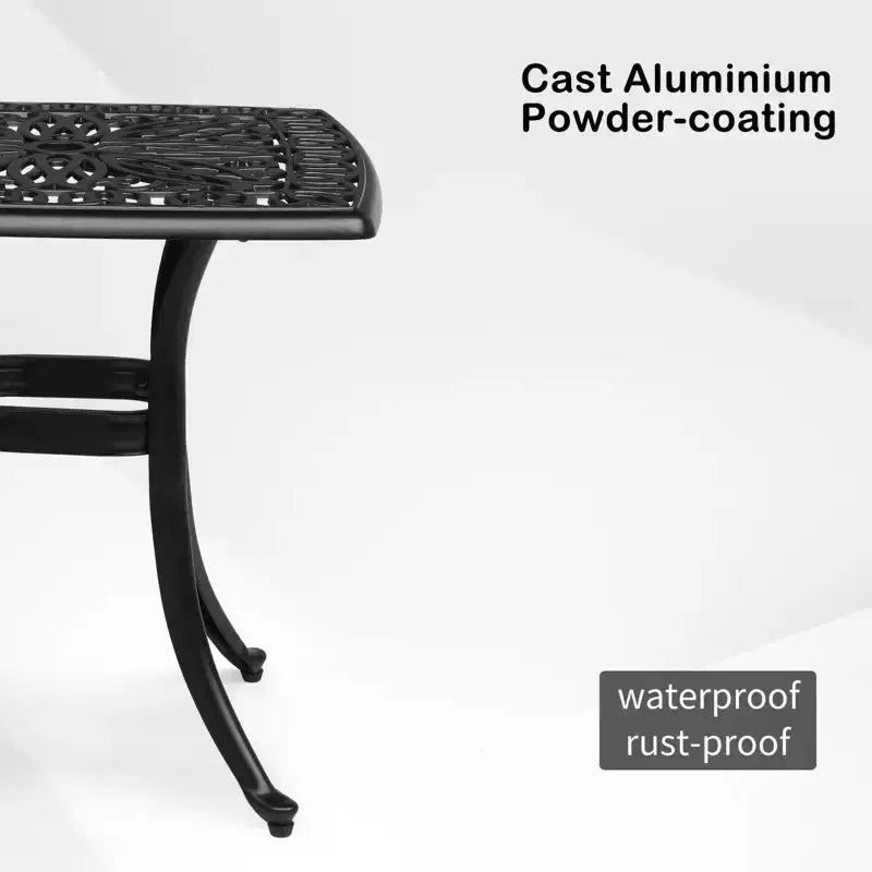 Table d'appoint de jardin carrée en fonte d'aluminium