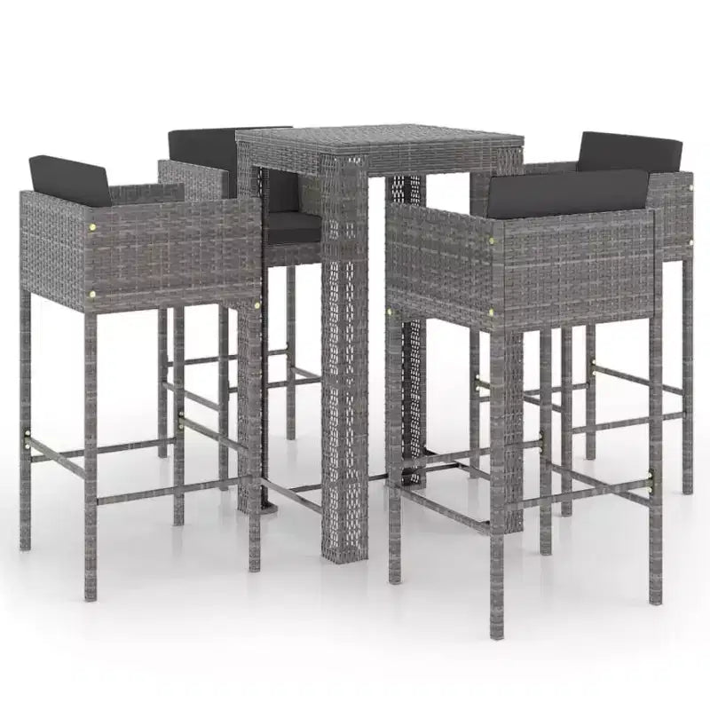 vidaXL Patio Bar Set Outdoor Bistro Set Bar Stool Bistro Table Poly Rattan