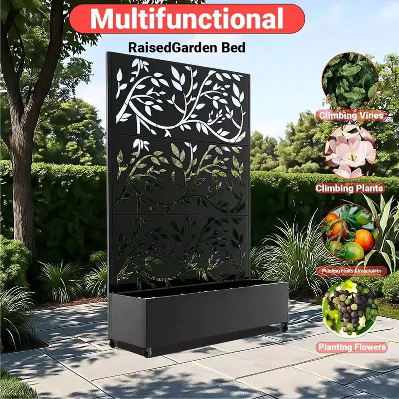 Jardinière avec brise-vue intégrée pour jardin extérieur et lit de culture surélevé