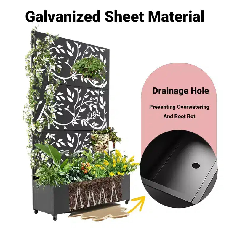 Jardinière avec brise-vue intégrée pour jardin extérieur et lit de culture surélevé