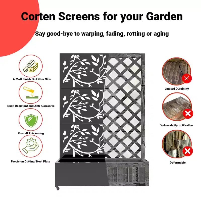 Jardinière avec brise-vue intégrée pour jardin extérieur et lit de culture surélevé