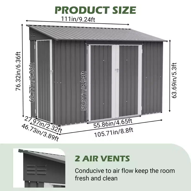 Abri de jardin avec accès latéral pratique et porte verrouillable