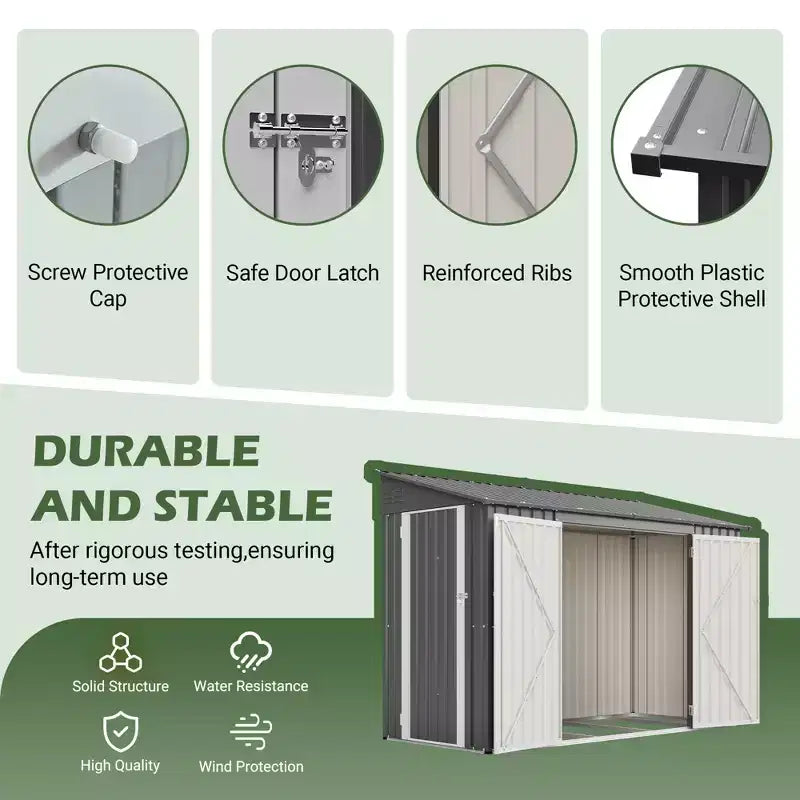 Abri de jardin avec accès latéral pratique et porte verrouillable