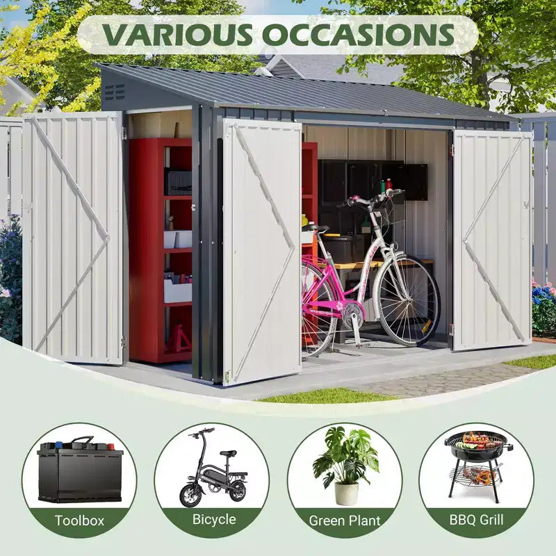 Abri de jardin avec accès latéral pratique et porte verrouillable