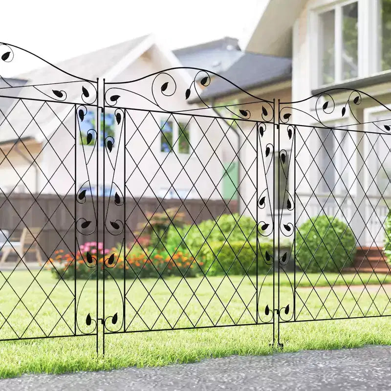 Clôture de jardin, 4 panneaux de clôture en acier décoratifs pour bordures de fleurs
