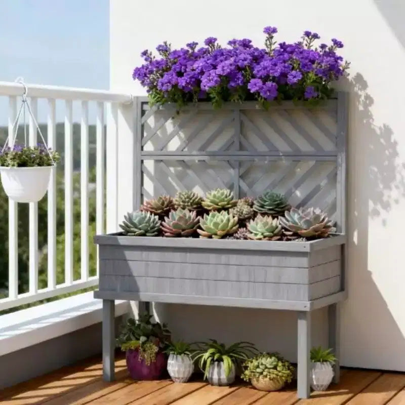 Jardinière surélevée avec treillis – Bac de culture sur pieds