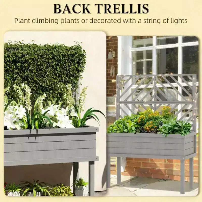 Jardinière surélevée avec treillis – Bac de culture sur pieds