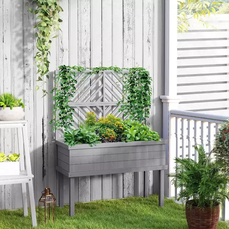 Jardinière surélevée avec treillis – Bac de culture sur pieds