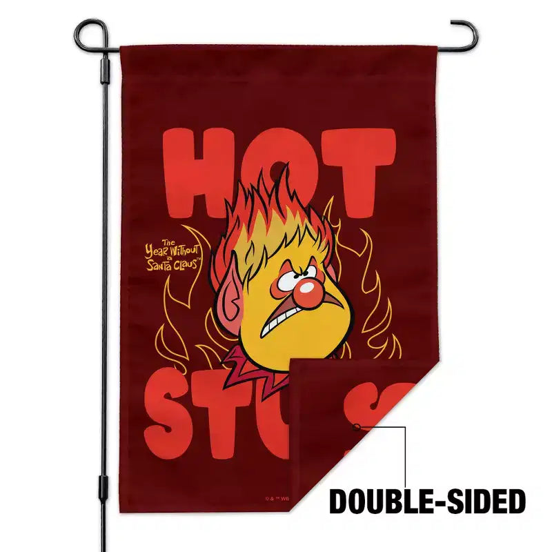 Drapeau de jardin « Père Noël Hot Stuff » avec support de mât